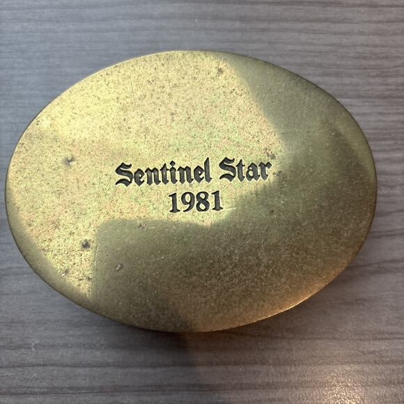 Orlando Sun Sentinel Other - Oval Lidded Brass Trinket Box Container-Sun Sentinel-Orlando + Key Chain